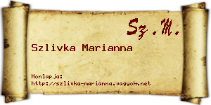 Szlivka Marianna névjegykártya