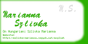 marianna szlivka business card
